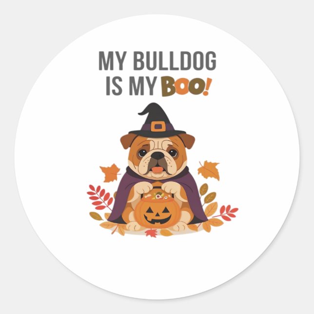 Bulldog Halloween Costume  My Bulldog is My Boo Do Classic Round Sticker (Front)