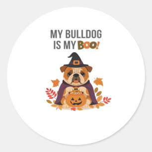 Bulldog Halloween Costume  My Bulldog is My Boo Do Classic Round Sticker