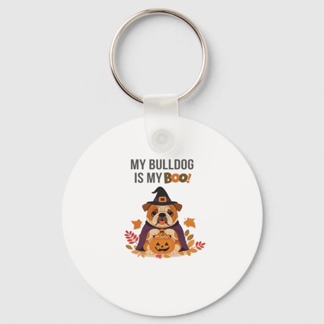 Bulldog Halloween Costume  My Bulldog is My Boo Do Key Ring (Front)