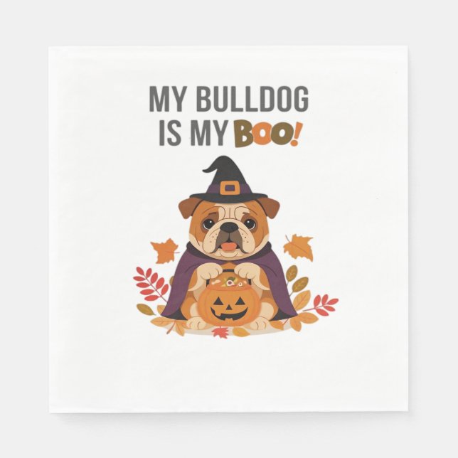 Bulldog Halloween Costume  My Bulldog is My Boo Do Napkin (Front)