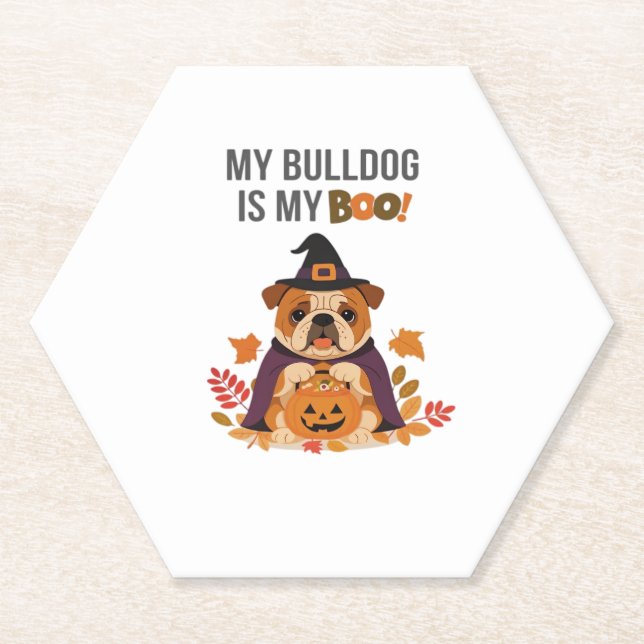 Bulldog Halloween Costume  My Bulldog is My Boo Do Paper Coaster (Front)