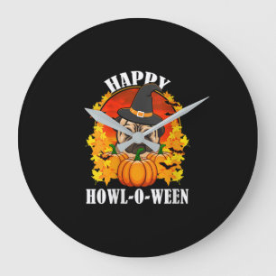 Bulldog Halloween Gift Idea For Dog Lovers Large Clock