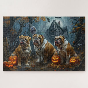 Bulldog Halloween Night Doggy Delight Jigsaw Puzzle