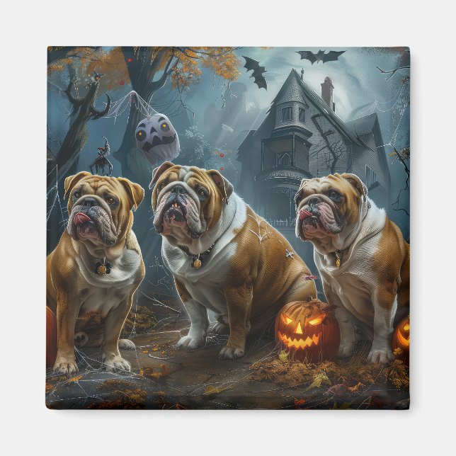 Bulldog Halloween Night Doggy Delight Magnet (Front)