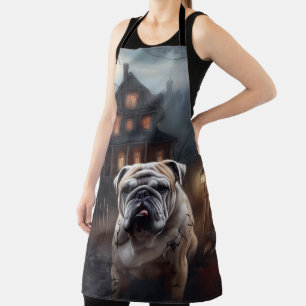 Bulldog Halloween Scary  Apron