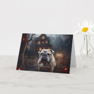 Bulldog Halloween Scary Card