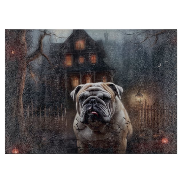 Bulldog Halloween Scary  Cutting Board (Front)