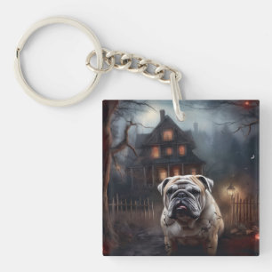 Bulldog Halloween Scary Key Ring