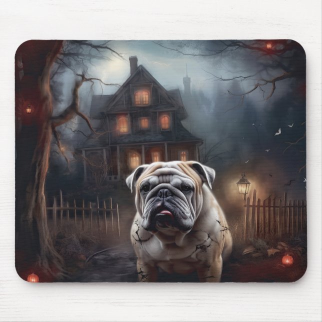 Bulldog Halloween Scary  Mouse Pad (Front)