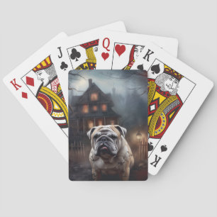 Bulldog Halloween Scary Playing Cards