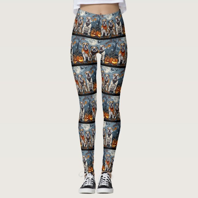 Bulldog Halloween Spooky Leggings (Front)