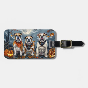 Bulldog Halloween Spooky Luggage Tag