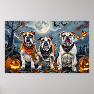 Bulldog Halloween Spooky Poster