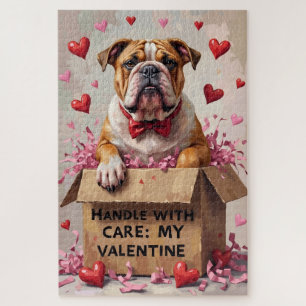 Bulldog Handle With Care Valentine's Gift Box Jigsaw Puzzle