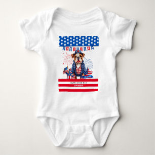 Bulldog Happy 4Th Of July America Independence Day Baby Bodysuit