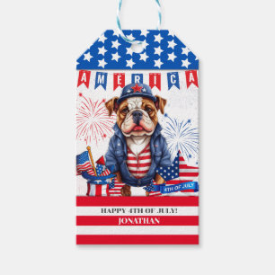 Bulldog Happy 4Th Of July America Independence Day Gift Tags