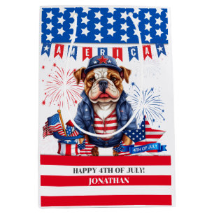 Bulldog Happy 4Th Of July America Independence Day Medium Gift Bag