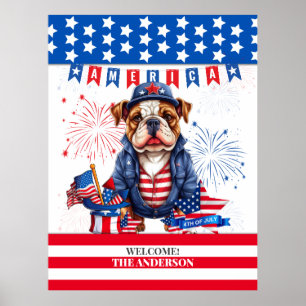 Bulldog Happy 4Th Of July America Independence Day Poster