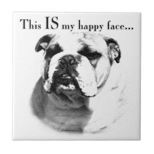 Bulldog Happy Face Ceramic Tile