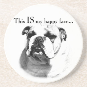 Bulldog Happy Face Coaster