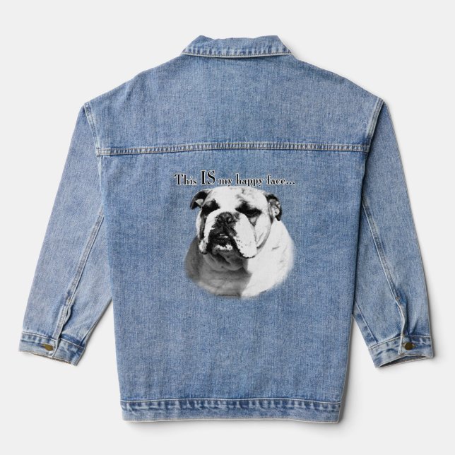Bulldog Happy Face Denim Jacket (Back)