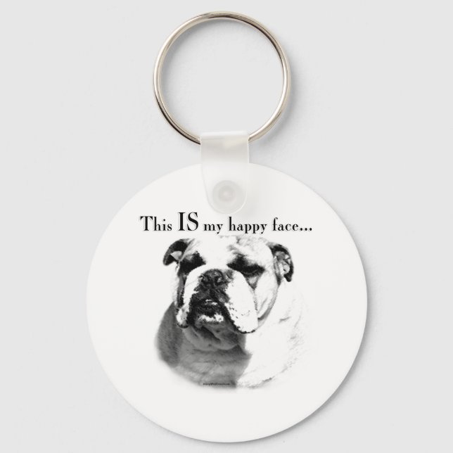 Bulldog Happy Face Key Ring (Front)