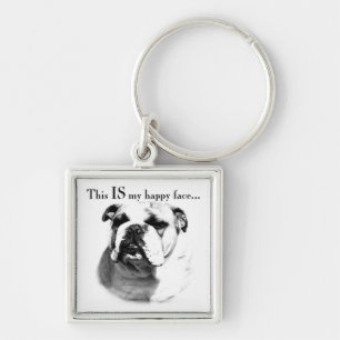 Bulldog Happy Face Key Ring