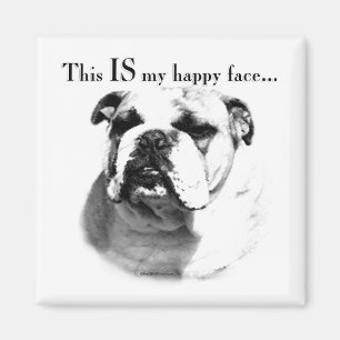 Bulldog Happy Face Magnet