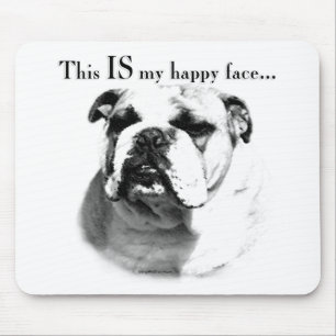 Bulldog Happy Face Mouse Pad