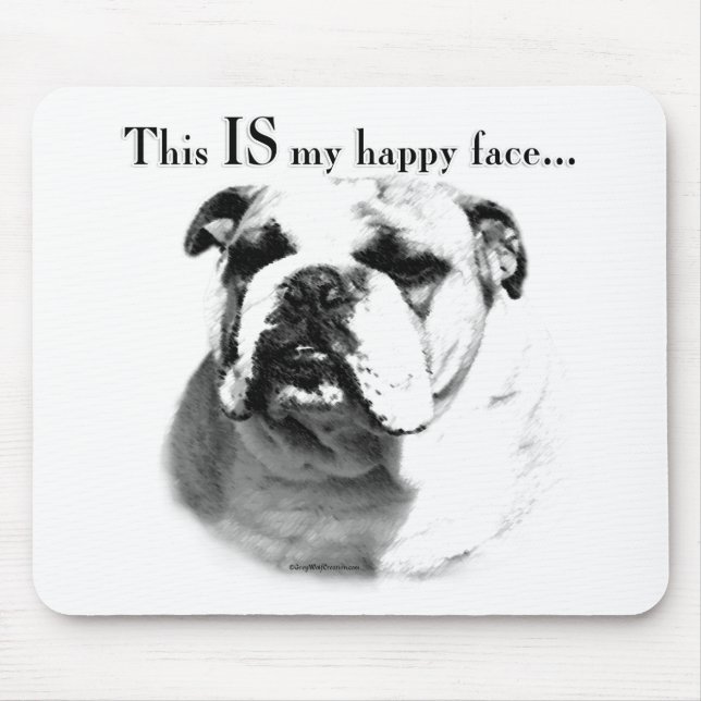 Bulldog Happy Face Mouse Pad (Front)