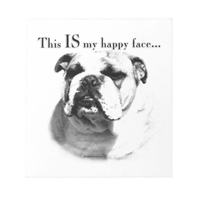Bulldog Happy Face Notepad (Front)