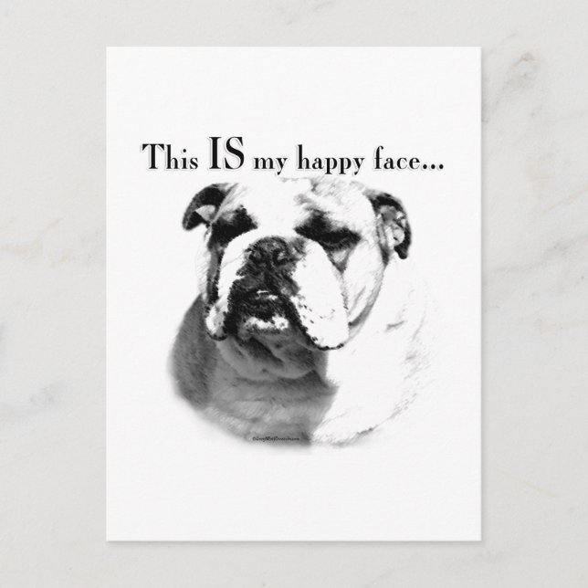 Bulldog Happy Face Postcard (Front)