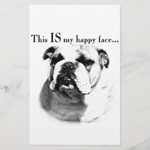 Bulldog Happy Face Stationery