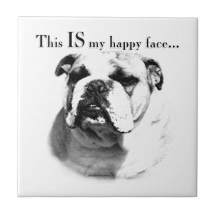 Bulldog Happy Face Tile