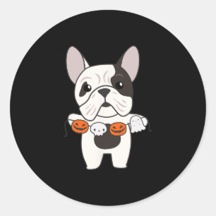 Bulldog Happy Halloween Pumpkin Dogs Halloween Classic Round Sticker
