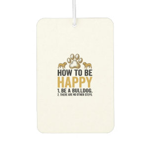 Bulldog Happy Quote Vintage Engraving Dog Lover De Car Air Freshener