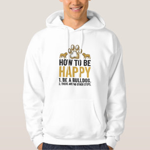 Bulldog Happy Quote Vintage Engraving Dog Lover De Hoodie