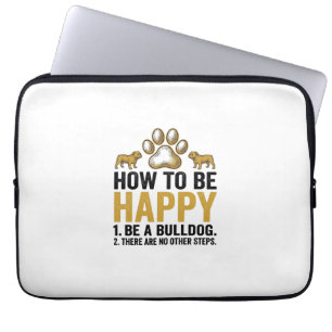 Bulldog Happy Quote Vintage Engraving Dog Lover De Laptop Sleeve