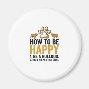 Bulldog Happy Quote Vintage Engraving Dog Lover De Magnet