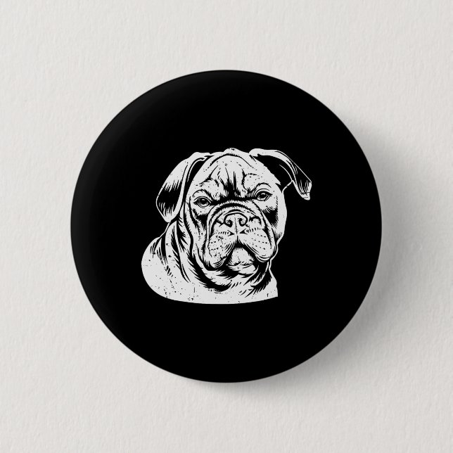 Bulldog Head  6 Cm Round Badge (Front)