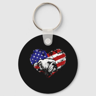 Bulldog heart key ring