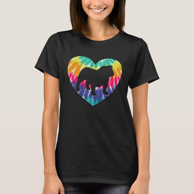 Bulldog Heart With Tie dye Print For Bulldog Dog M T-Shirt (Front)