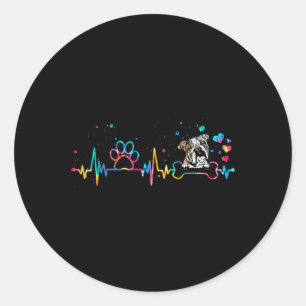 Bulldog Heartbeat Fun Tie Dye Dog Lovers Classic Round Sticker