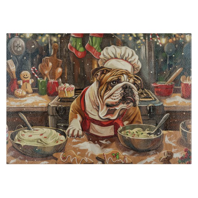 Bulldog Holiday Baking: Festive Christmas  Cutting Board (Front)