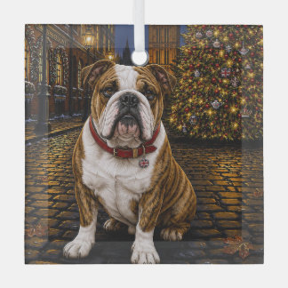 Bulldog Holiday Glass Tree Decoration