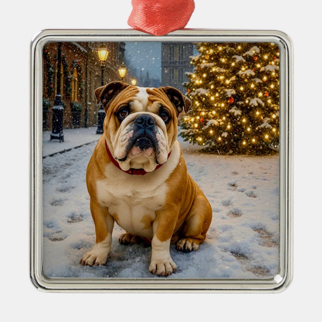 Bulldog Holiday  Metal Ornament (Front)