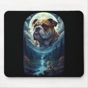 Bulldog howling to the moon - english bulldog mouse pad