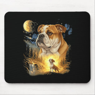 Bulldog howling to the moon vintage 90s retro mouse pad