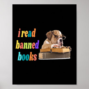 Bulldog I Read Banned Books  Poster