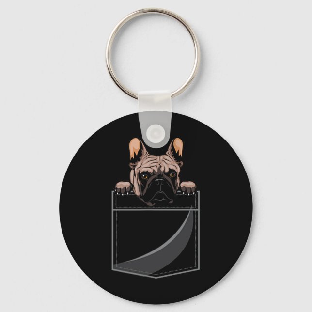Bulldog In A Pocket  Key Ring (Front)